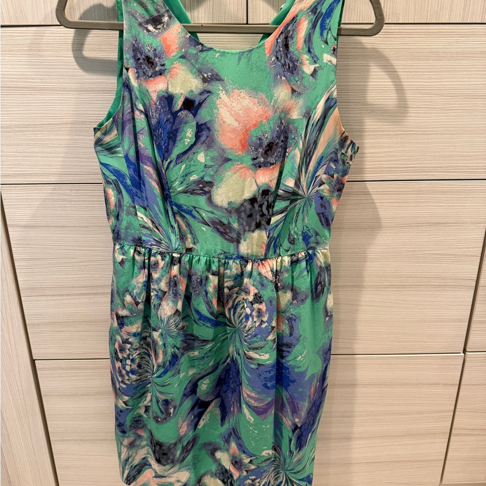 Shoshanna Aqua and Pink Patterned Dress